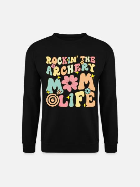 Rockin' The Archery Mom Life Groovy Bogenschützin - Unisex Pullover - Schwarz