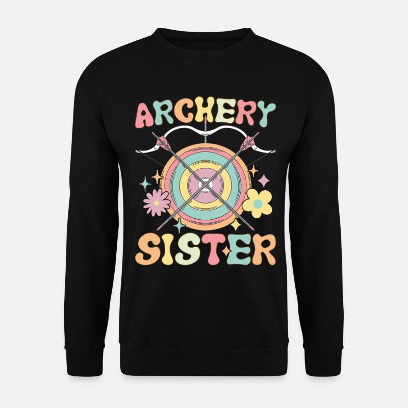 Bogenschießen Schwester Groovy Bogenschießen Mädch - Unisex Pullover - Schwarz
