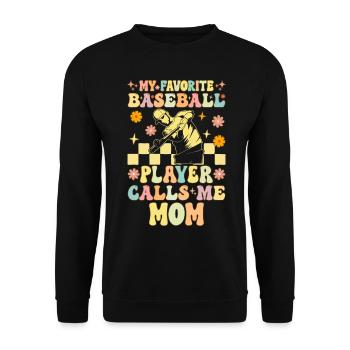 Mein Lieblings-Baseballspieler nennt mich Mama Gro - Unisex Pullover - Schwarz - Vorne - Alina (178cm) & Michal (187cm)