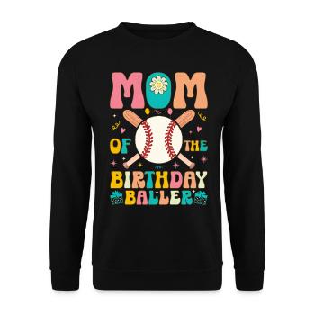 Mother's Birthday Baller Groovy Baseball Base - Unisex Sweatshirt - black - Front - Alina (178cm) & Michal (187cm)