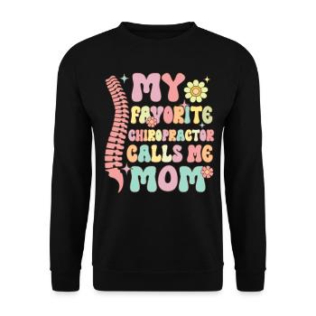 My favorite chiropractor calls me Mama Groo - Unisex Sweatshirt - black - Front - Alina (178cm) & Michal (187cm)