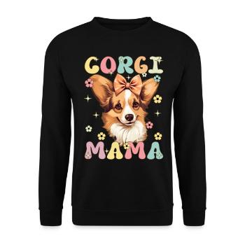 Corgi Mama Groovy Dog Mom - Unisex Pullover - Schwarz - Vorne - Alina (178cm) & Michal (187cm)