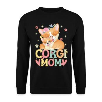Corgi Maman Groovy Chien Maman - Sweat-shirt Unisexe - noir - Devant - Alina (178cm) & Michal (187cm)