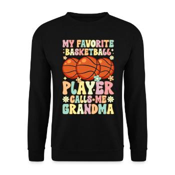 Favorite basketball player calls me Grandma Groovy - Unisex Sweatshirt - black - Front - Alina (178cm) & Michal (187cm)