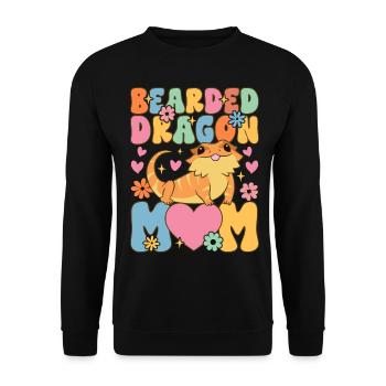 Bearded Dragon Mama Groovy Lézard Amoureux - Sweat-shirt Unisexe - noir - Devant - Alina (178cm) & Michal (187cm)