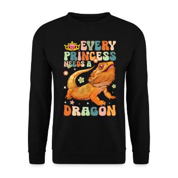 Jede Prinzessin braucht einen Drachen Groovy Beard - Unisex Pullover - Schwarz - Vorne - Alina (178cm) & Michal (187cm)
