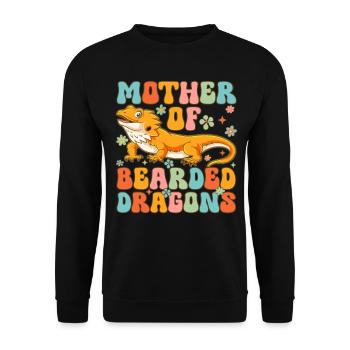 Mother of Bearded Dragon Groovy Bearded Dragon Mom - Unisex Sweatshirt - black - Front - Alina (178cm) & Michal (187cm)