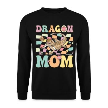 Dragon Mom Groovy Bearded Dragon Lizard Lover - Unisex Sweatshirt - black - Front - Alina (178cm) & Michal (187cm)