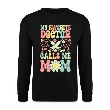 My Favorite Doctor Calls Me Mama Groovy Medicines - Unisex Sweatshirt - black - Front - Alina (178cm) & Michal (187cm)
