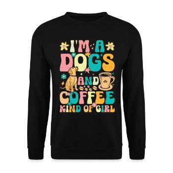 I'm A Dog And Coffee Kind Of Girl Groovy - Unisex Sweatshirt - black - Front - Alina (178cm) & Michal (187cm)