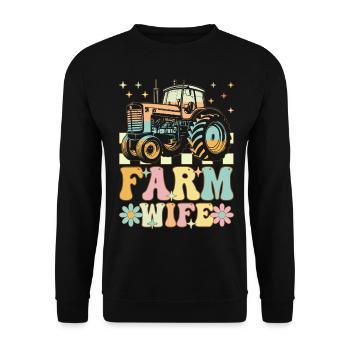 Farmer's Wife Groovy Farmer Farmer Rancher - Unisex Sweatshirt - black - Front - Alina (178cm) & Michal (187cm)