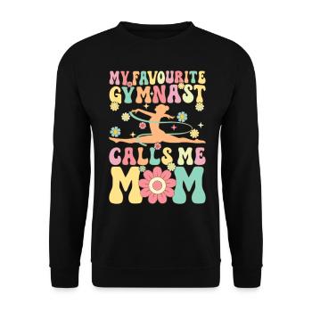 My favorite gymnast calls me Mama Groovy Gymnas - Unisex Sweatshirt - black - Front - Alina (178cm) & Michal (187cm)