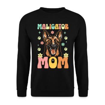 Maligator Mama Groovy Belgian Malinois Mama - Unisex Pullover - Schwarz - Vorne - Alina (178cm) & Michal (187cm)