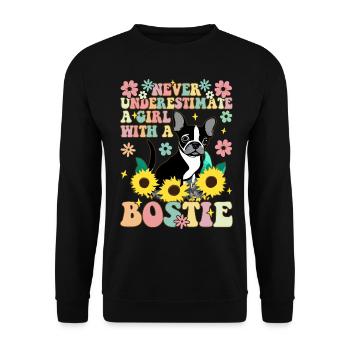 Never underestimate a girl with a bo - Unisex Sweatshirt - black - Front - Alina (178cm) & Michal (187cm)
