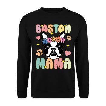 Boston Mom Groovy Boston Terrier Mom - Unisex Sweatshirt - black - Front - Alina (178cm) & Michal (187cm)