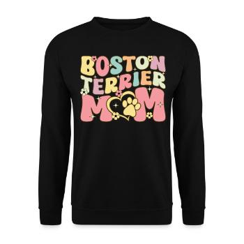 Boston Terrier Mom Groovy Female Dog Sweetheart - Unisex Sweatshirt - black - Front - Alina (178cm) & Michal (187cm)
