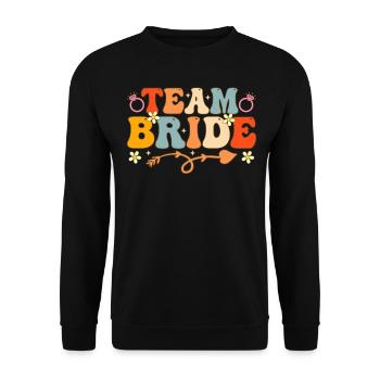 Team Bride Groovy Bridal Shower Hen - Unisex Sweatshirt - black - Front - Alina (178cm) & Michal (187cm)