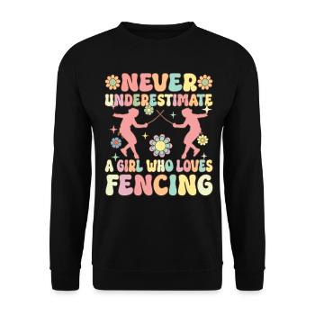 Ein Mädchen, das das Fechten liebt Groovy Foil Sab - Unisex Pullover - Schwarz - Vorne - Alina (178cm) & Michal (187cm)