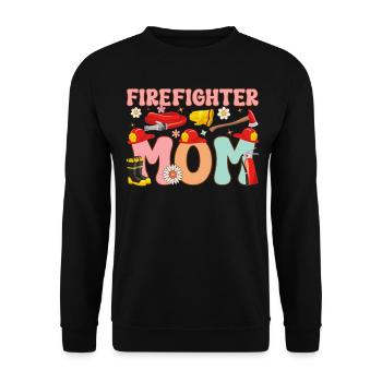 Firefighter Mom Groovy Fire Fighting - Unisex Sweatshirt - black - Front - Alina (178cm) & Michal (187cm)