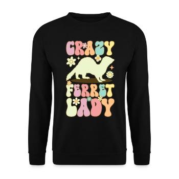 Crazy Ferret Lady Groovy Ferret Mom - Unisex Sweatshirt - black - Front - Alina (178cm) & Michal (187cm)