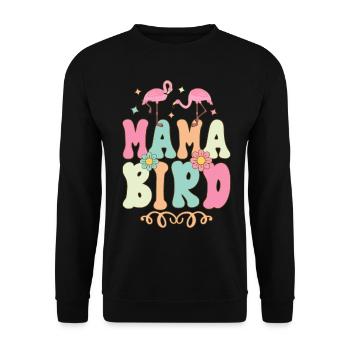 Mama Bird Groovy Flamingo Mama - Unisex Sweatshirt - black - Front - Alina (178cm) & Michal (187cm)