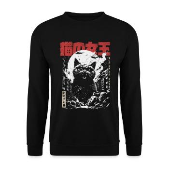 Königin Der Katzen Japan Style Monster Katze - Unisex Pullover - Schwarz - Vorne - Alina (178cm) & Michal (187cm)