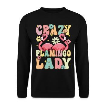Crazy Flamingo Lady Groovy Flamingo Girl - Unisex Sweatshirt - black - Front - Alina (178cm) & Michal (187cm)