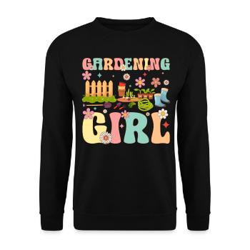 Gardening Girl Groovy Gardener Woman Plants - Unisex Sweatshirt - black - Front - Alina (178cm) & Michal (187cm)