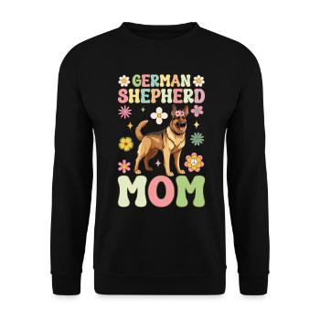 German Shepherd Mom Groovy Dog Mom - Unisex Sweatshirt - black - Front - Alina (178cm) & Michal (187cm)