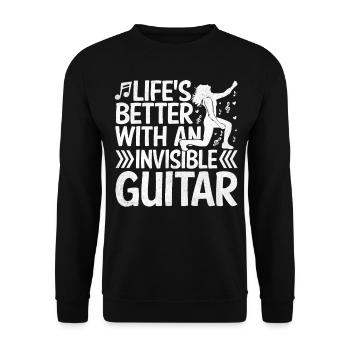 Life Is Better With Invisible Guitar Air - Unisex Sweatshirt - black - Front - Alina (178cm) & Michal (187cm)