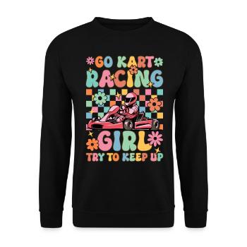 Go Kart Racing Girl Try Up Groovy Karti - Unisex Sweatshirt - black - Front - Alina (178cm) & Michal (187cm)