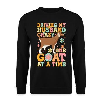 Rendre mon mari fou une chèvre à la fois groovy - Sweat-shirt Unisexe - noir - Devant - Alina (178cm) & Michal (187cm)