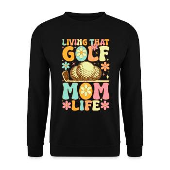 Golf Mom Life Groovy Golfer Golfer Gol - Unisex Sweatshirt - black - Front - Alina (178cm) & Michal (187cm)