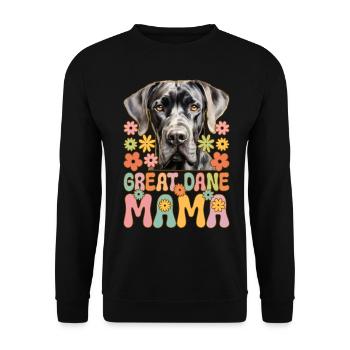 Dogue Allemand Maman Groovy Chien Amant Chien Courage - Sweat-shirt Unisexe - noir - Devant - Alina (178cm) & Michal (187cm)