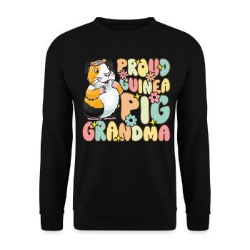 Proud Guinea Pig Grandma Groovy Guinea Pig - Unisex Pullover - Schwarz - Vorne - Alina (178cm) & Michal (187cm)