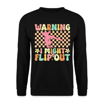 Groovy Turner Gymnastik Akrobat Warnung ich könnte - Unisex Pullover - Schwarz - Vorne - Alina (178cm) & Michal (187cm)