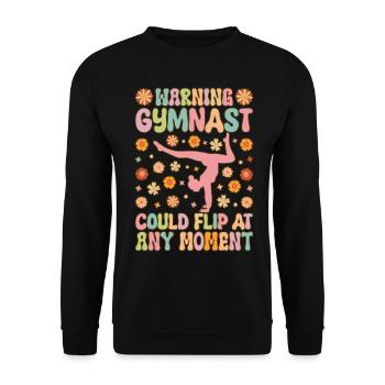 Warnung Turnerin könnte jeden Moment umkippen Groo - Unisex Pullover - Schwarz - Vorne - Alina (178cm) & Michal (187cm)