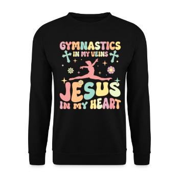 Gymnastique dans les veines Jésus dans mon coeur Groovy T - Sweat-shirt Unisexe - noir - Devant - Alina (178cm) & Michal (187cm)