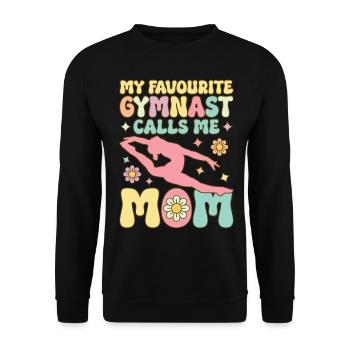 My favorite gymnast calls me Mama Groovy Gymnas - Unisex Sweatshirt - black - Front - Alina (178cm) & Michal (187cm)
