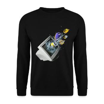 Frutiger Aero Aesthetic Tech Ordinateur Aquarium - Sweat-shirt Unisexe - noir - Devant - Alina (178cm) & Michal (187cm)