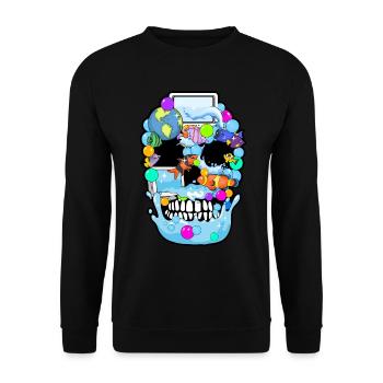 Frutiger Aero Aesthetic Tech Crâne Poissons Informatiques - Sweat-shirt Unisexe - noir - Devant - Alina (178cm) & Michal (187cm)