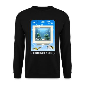 Frutiger Aero Aesthetic Tech Ordinateur Aquarium - Sweat-shirt Unisexe - noir - Devant - Alina (178cm) & Michal (187cm)