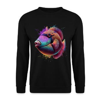 Humuhumunukunukuapua'a Hawaiianischer Riff-Drücker - Unisex Pullover - Schwarz - Vorne - Alina (178cm) & Michal (187cm)