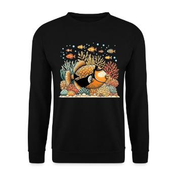 Humuhumunukunukuapua’a Pousseur de récif hawaïen - Sweat-shirt Unisexe - noir - Devant - Alina (178cm) & Michal (187cm)