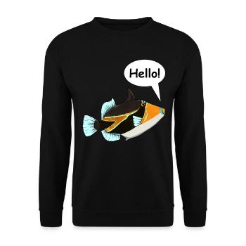 Humuhumunukunukuapua'a Hawaiianischer Riff-Drücker - Unisex Pullover - Schwarz - Vorne - Alina (178cm) & Michal (187cm)