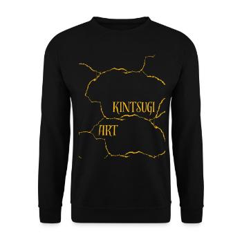 Poterie d’art Kintsugi Fissures et échecs - Sweat-shirt Unisexe - noir - Devant - Alina (178cm) & Michal (187cm)