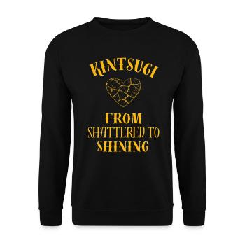 Kintsugi Von Shattered zu Shining Pottery Art - Unisex Pullover - Schwarz - Vorne - Alina (178cm) & Michal (187cm)