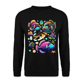 Humuhumunukunukuapua'a Hawaiianischer Riff-Drücker - Unisex Pullover - Schwarz - Vorne - Alina (178cm) & Michal (187cm)