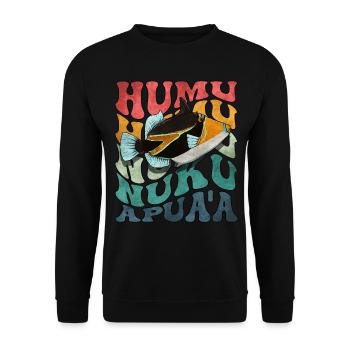Humuhumunukunukuapua'a Hawaii-Riff-Drückerfisch - Unisex Pullover - Schwarz - Vorne - Alina (178cm) & Michal (187cm)