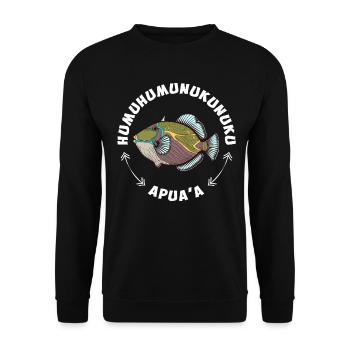 Humuhumunukunukuapua'a Hawaii-Riff-Drückerfisch - Unisex Pullover - Schwarz - Vorne - Alina (178cm) & Michal (187cm)